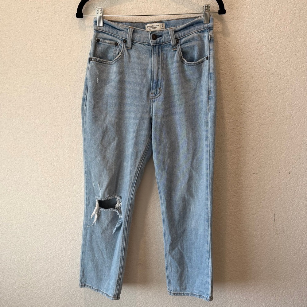 Abercrombie & Fitch Curve Love Ultra High Rise Ankle Straight Jeans Light 27/4